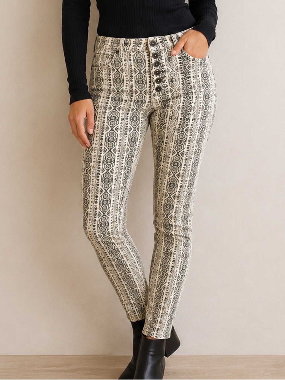 Pilcro Anthropologie Printed Corduroy High Rise Skinny Jeggings Women’s Size 27